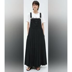 INFFTRU Minimalist Black Overall Maxi Dress Contemporary Clean Girl Size 36